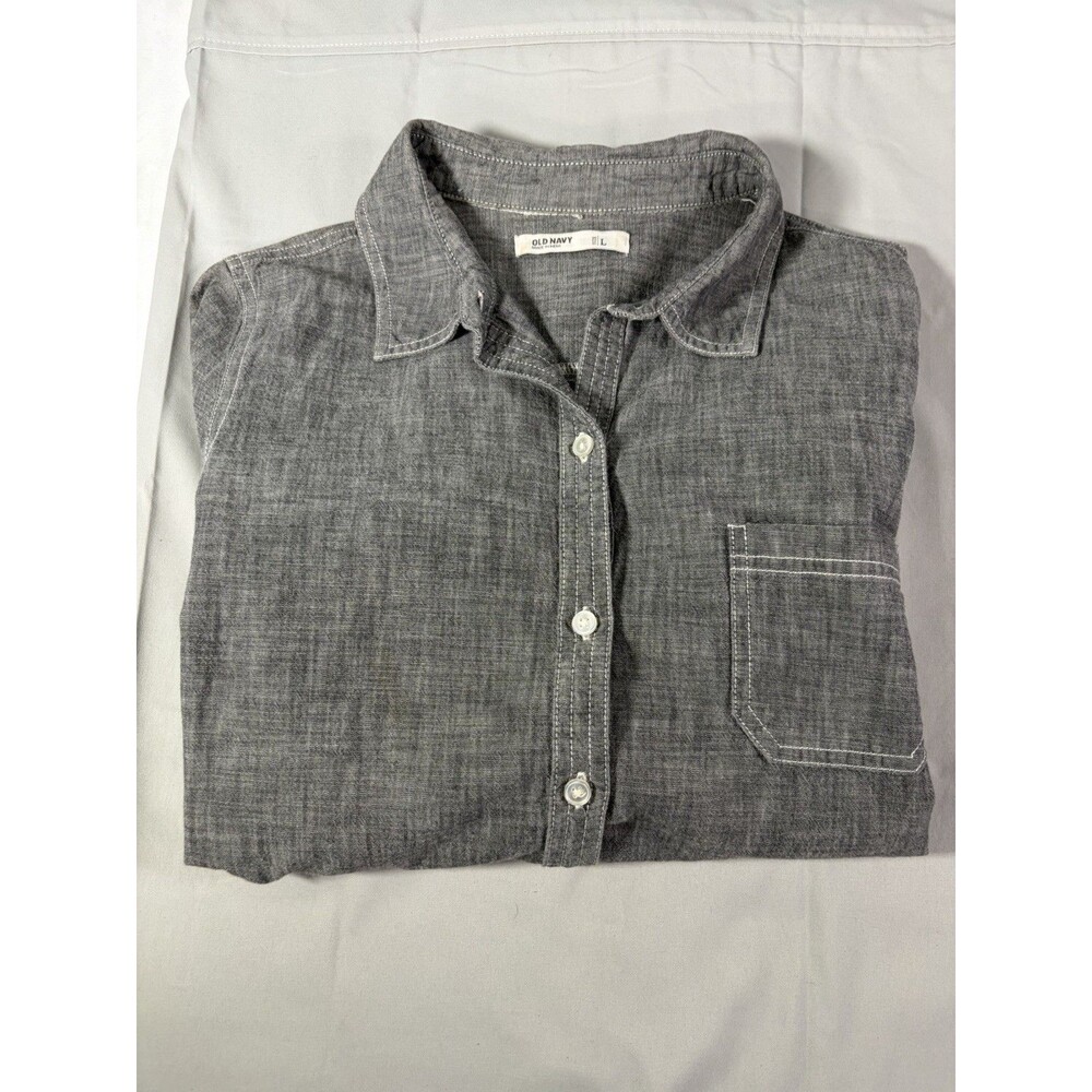 Old Navy Men’s Large Gray Chambray Classic Button Up